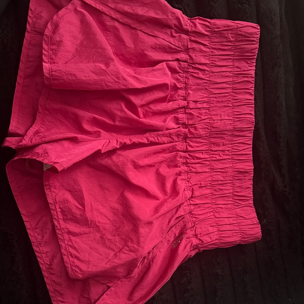 FP Movement by Free People High-Waist Ruched Shorts in Bright Pink